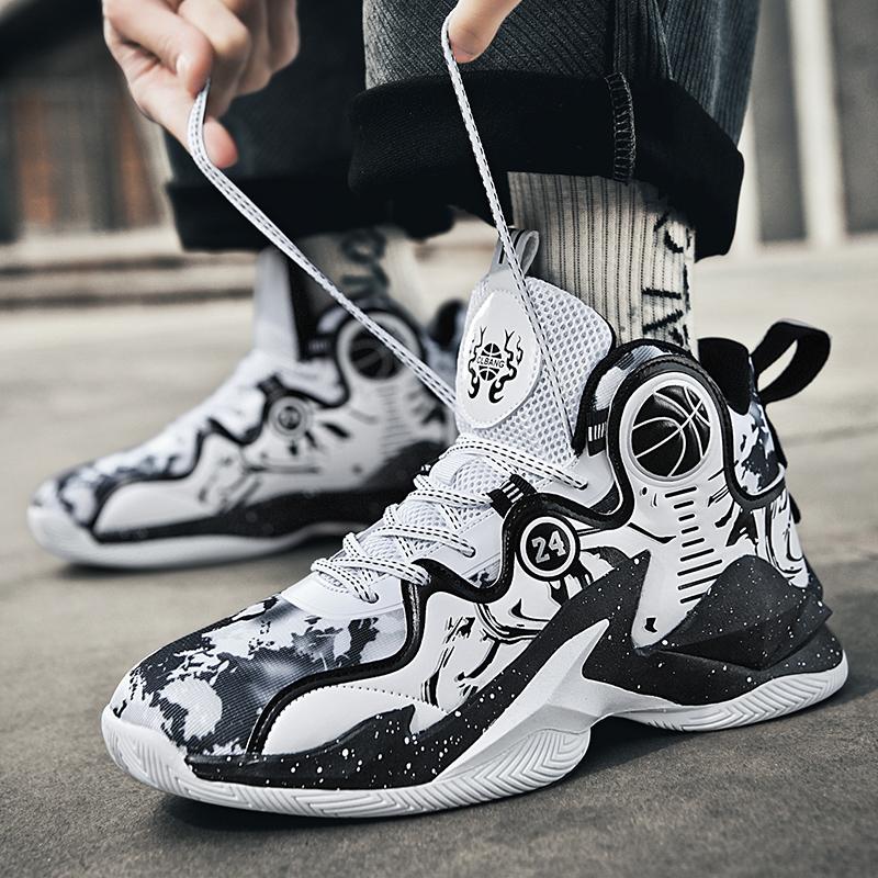 Men's official genuine basketball shoes, high-top sports shoes for spring and summer, suitable for students, wear-resistant, anti-slip, shock-absorbing, breathable basketball shoes.