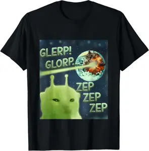 Glerp Glorp Funny Alien Cat Meme, Brainrot Tee, Costume T-Shirt