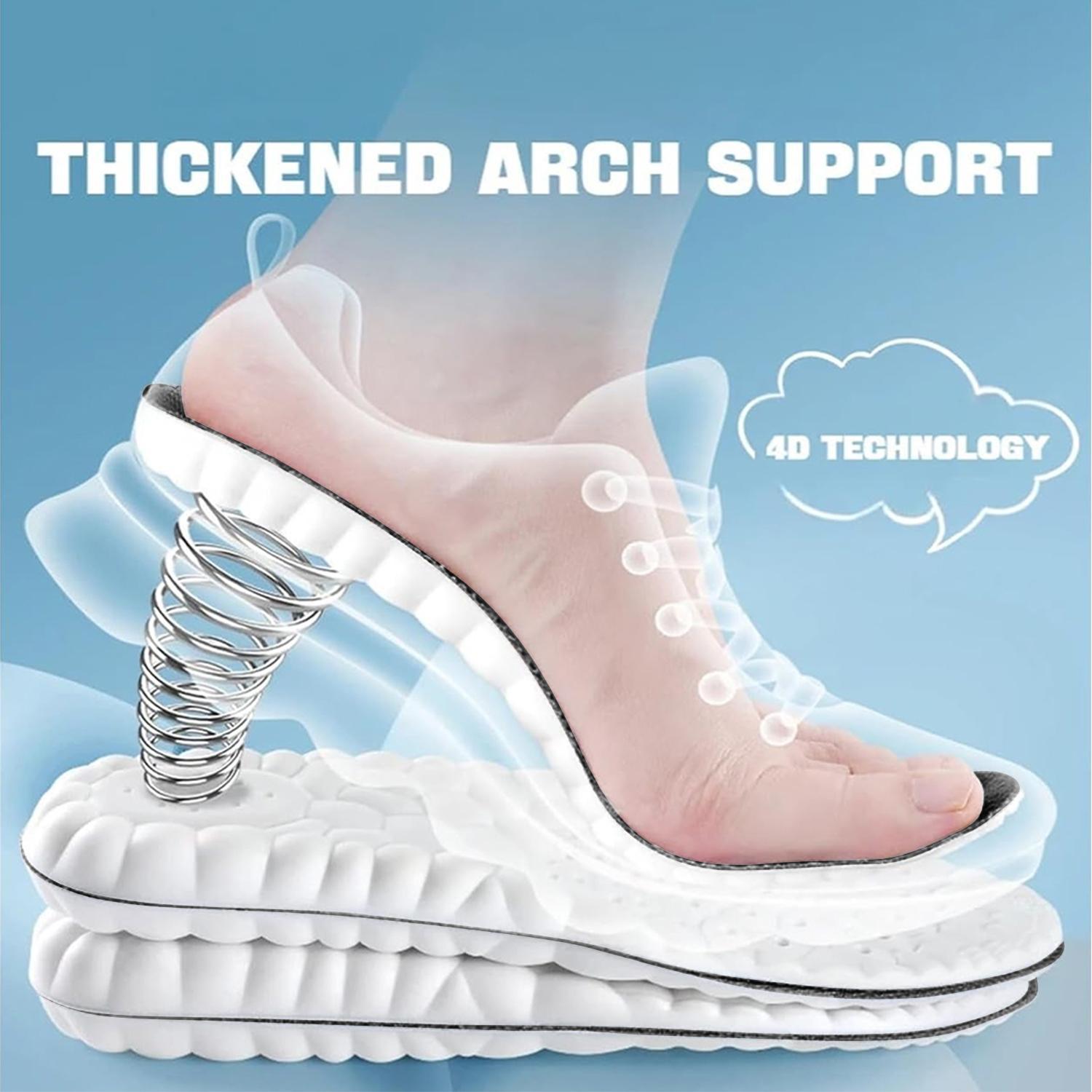 3Pair 4D Ultra Comfort Insoles-Super Soft,Anti-Fatigue, Shock Absorption, U-Shaped Memory Foam Insoles (Gray Orange Black)