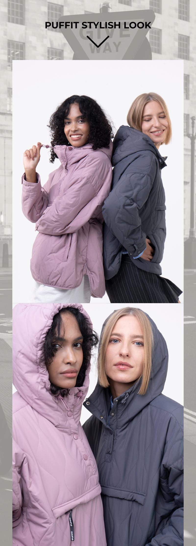 PUFFIT WarmCore Premium Women's Packable Baggy Fall Puffer Hoodie Coat Comfortable Quilted Lightweight & Warm Womenswear Water Repellent and Stain-Resistant Machine Washable Jacket Outerwear with Large Pocket Daily Wear #FallFreshness,Plus Size Fit