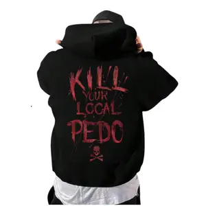 Klll Your Local Pedo Red Letter White Print T Shirt, Top Menswear, Cotton Tee Shirt Casual Streetwear Hoodie, Unisex Sweater Pullover Tee