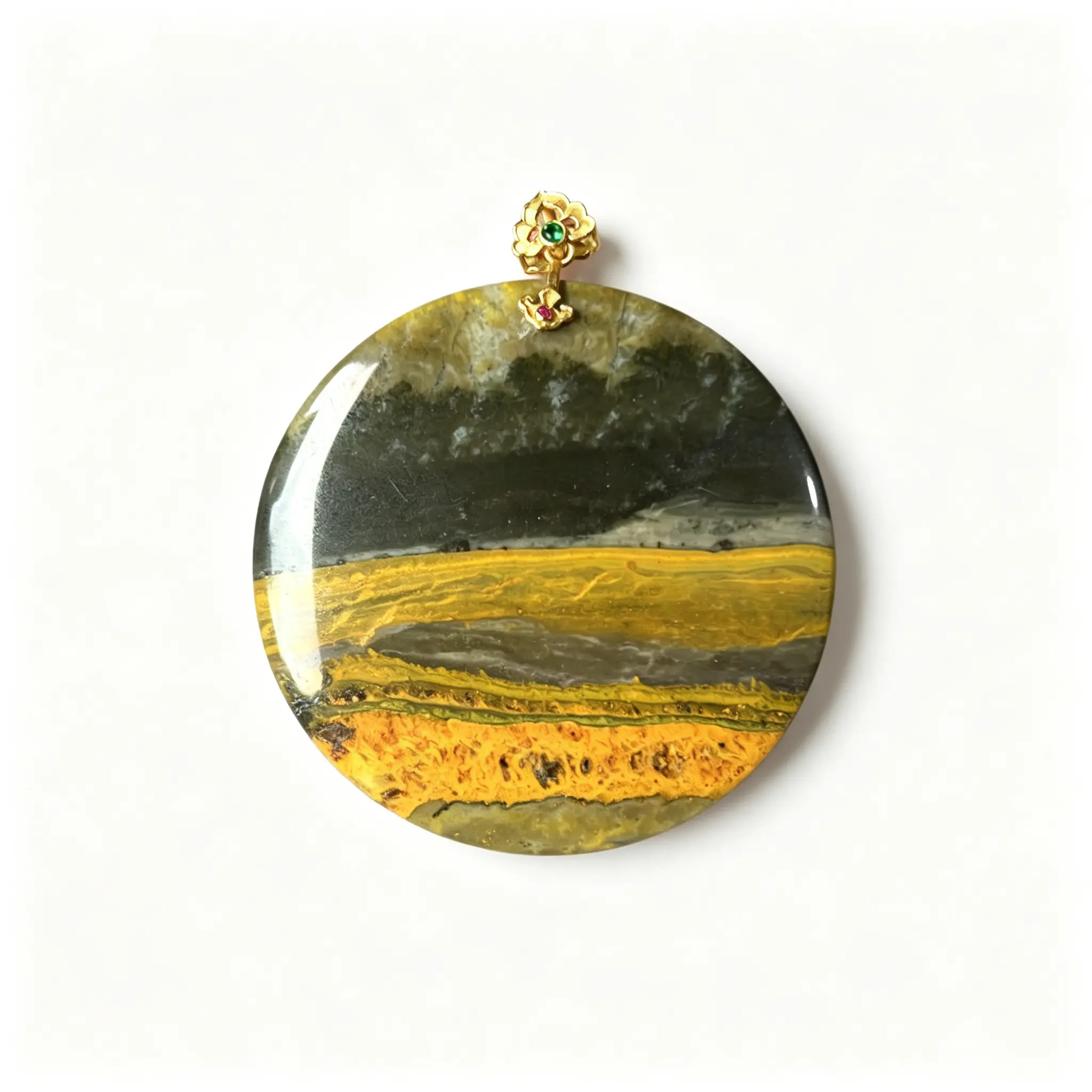 Bumblebee Jasper Round Pendant,sterling silver pendant