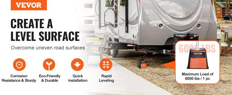 VEVOR Trailer Jack Block, TikTokShopBlackFriday, 6000 lbs Capacity per RV Leveling Block, High-quality Polypropylene RV Camper Stabilizer Blocks, RV Travel Accessories Use for Any Tongue Jack, Post, Foot, 5th Wheels, 4-Pack