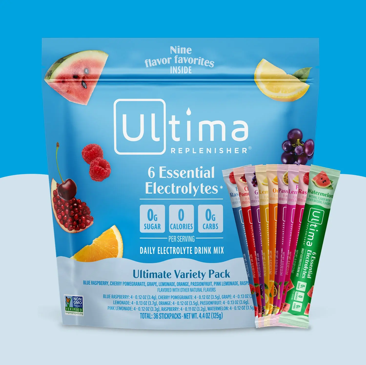 Ultima Replenisher Ultimate Variety Daily Electrolyte Drink Mix – 36 Sugar-Free Hydration Packets with 6 Key Electrolytes, Vitamin C & Zinc – Vegan, Keto & Non-GMO