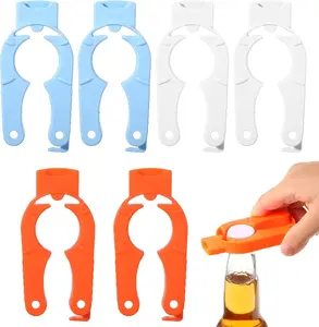 6-Pack Plastic Bottle Cap Opener, 3-in-1 Multi-Purpose Gripper Water Bottle Opener for Arthritic Hands, Easy-Twist Jar Opener Tool for Kitchen, Camping & Outdoor Use (Orange, Blue, White)