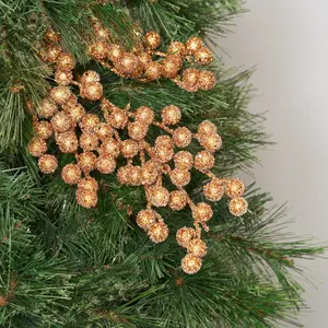 Metallic Light Copper Glitter Berry Spray - 29"