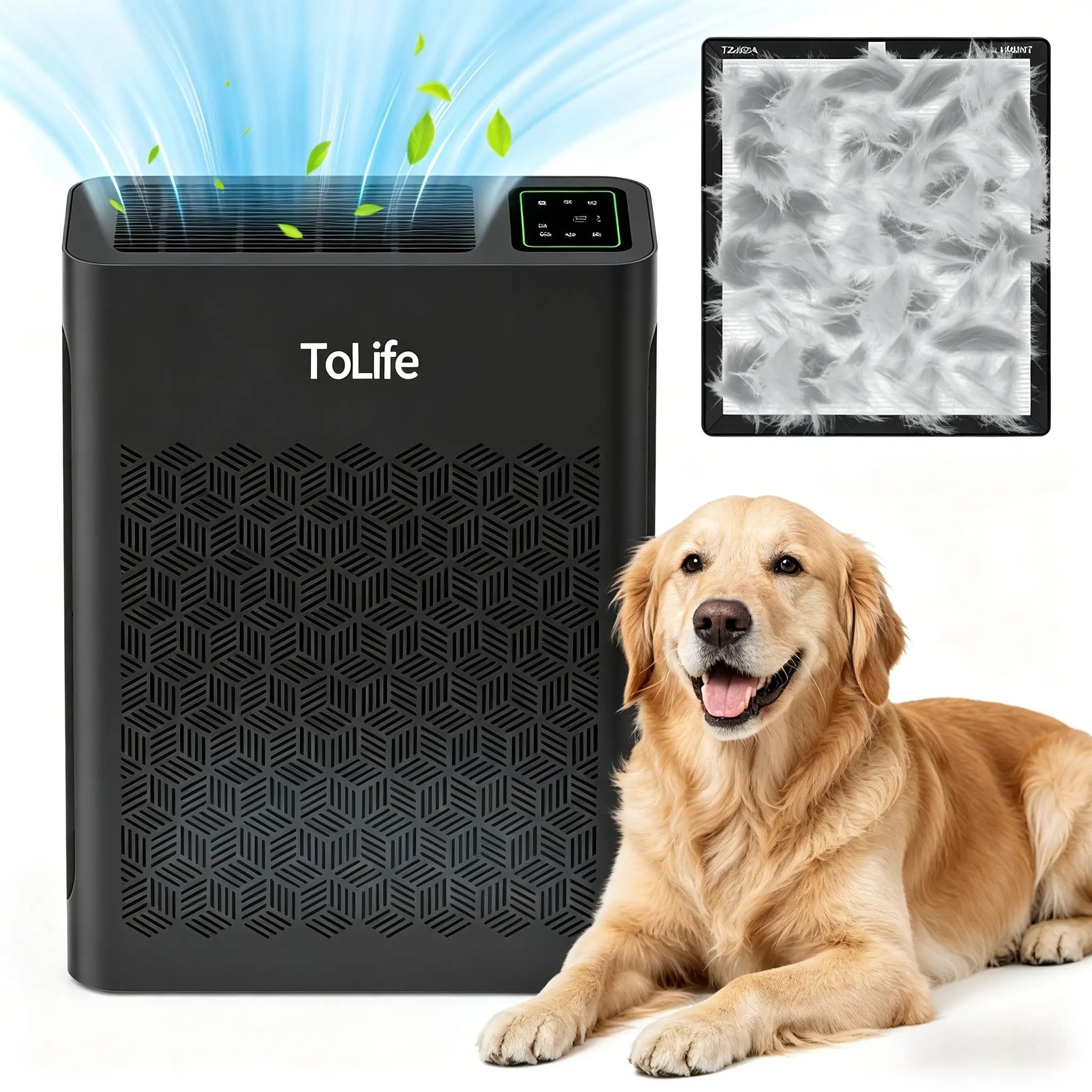 [Exclusive Livestream Offer] ToLife TZ-K2 Air Purifier for Large Rooms (up to 1095 Ft²), PM 2.5 Display, HEPA Filter, Auto Mode & Timer – Removes Smoke, Pollen, Pet Dander!