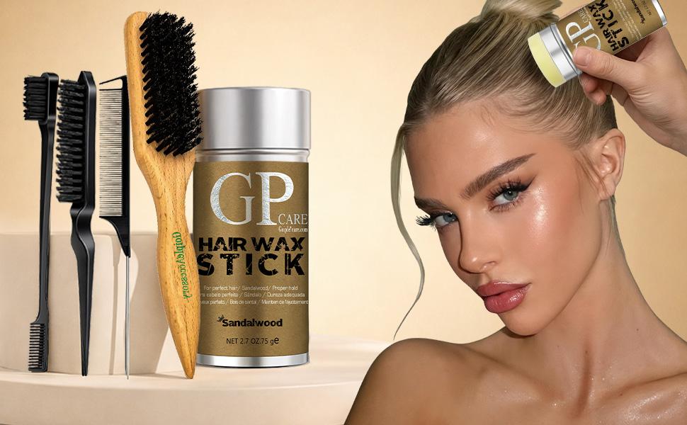 Hair Wax Stick Set, 4 Counts Long-lasting Fly Away Tamer Zero Crunch FlakesEdge Slick Pomade for Baby Hairs Natural Hold Gel Haircare Smooth