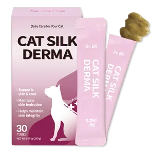 Doctor By Cat Silk Derma Skin and Coat Supplement for Cats Itch Skin Relief, Dandruff Treatment Scab, Overgrooming, Allergy Relief for Cats 30 lickable Formula Individually Packaged, Chicken