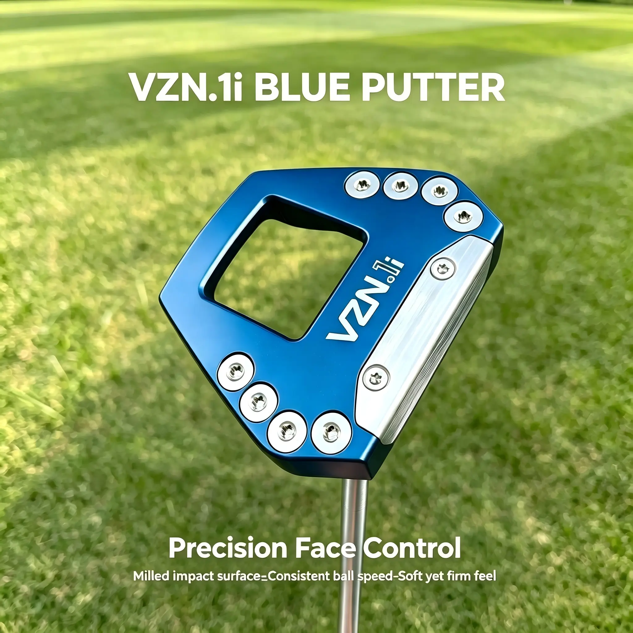 VZN.1i Blue Mallet Golf Putter - CNC Milled Impact Surface, Precision Face Control, Stable Ball Speed, Soft-Firm Touch, Professional Golf Club Equipment Golf Driver Hot Metal Complete Golf Set utility iron