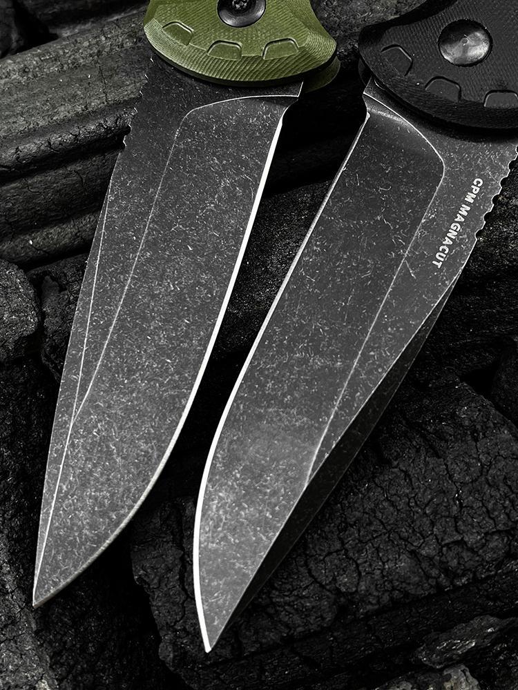 4300BK-02 CLA Folding Pocket Knife 3.4" CPM-MagnaCut Stainless Steel Black DLC Battlewash Plain Blade, G10 Handles with pocket clip Outdoor Hunting Survival knife Hiking self defense tactical knife Camping Fishing Tools EDC Knife