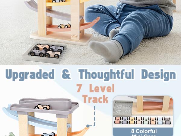 Joyreal Montessori Toddler Toys for 1 2 3 Year Old - 7 Level Wooden Car Ramp Racer Toys with 8 Mini Cars & 2 Garages - Christmas Birthday Gifts for Boys and Girls Joyreal Montessori Toddler Toys for 1 2 3 Year Old - 7 Level Wooden Car Ramp Racer Toys with 8 Mini Cars & 2 Garages - Christmas Birthday Gifts for Boys and Girls