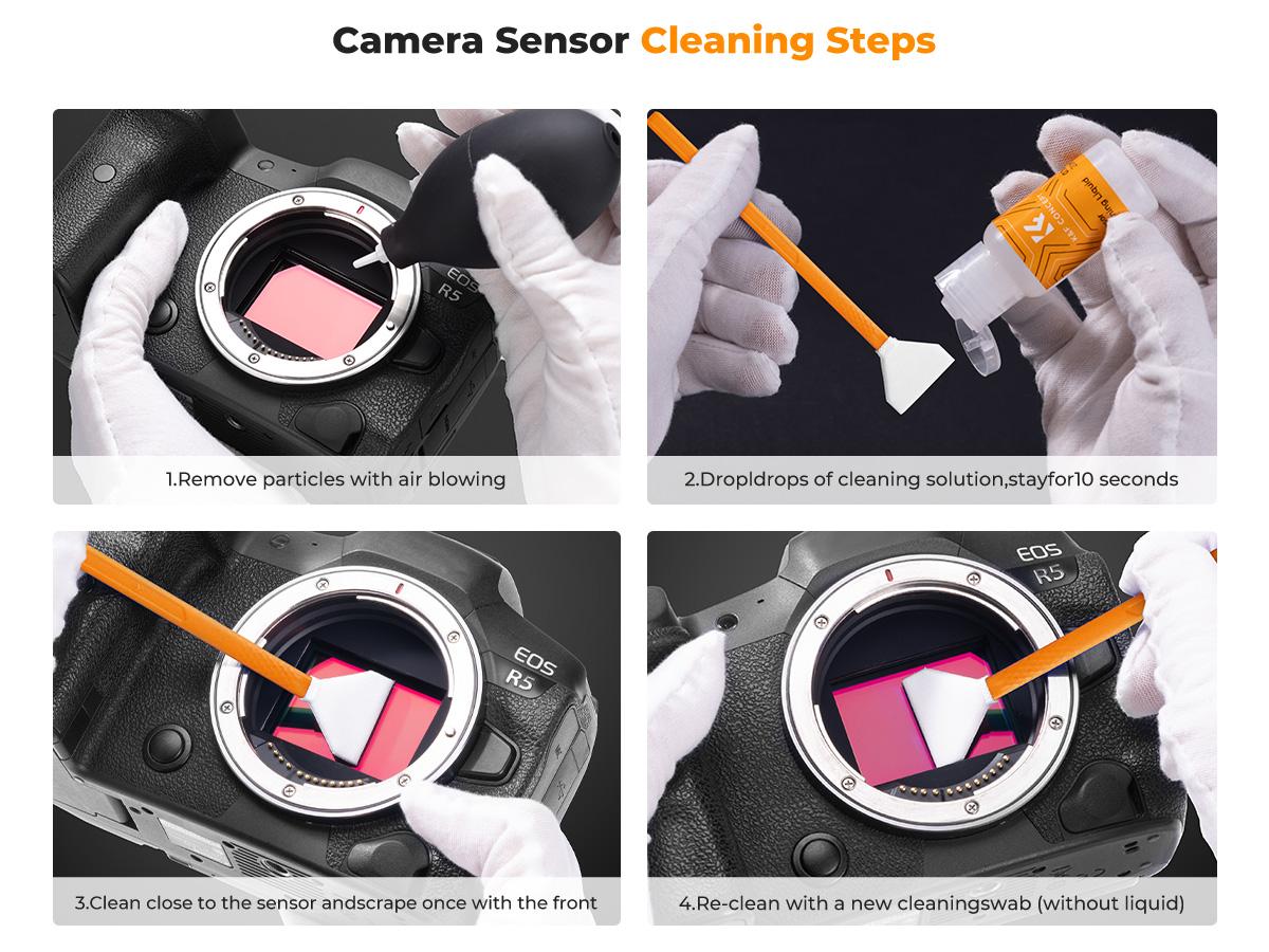 K&F CONCEPT 24mm Full Frame Sensor Cleaning Swab*6 + 20ml Sensor Cleaner, DSLR SLR Digital Camera CMOS and CCD Sensor Cleaning Swab Kits for Nikon Sony Canon Camera Clean
