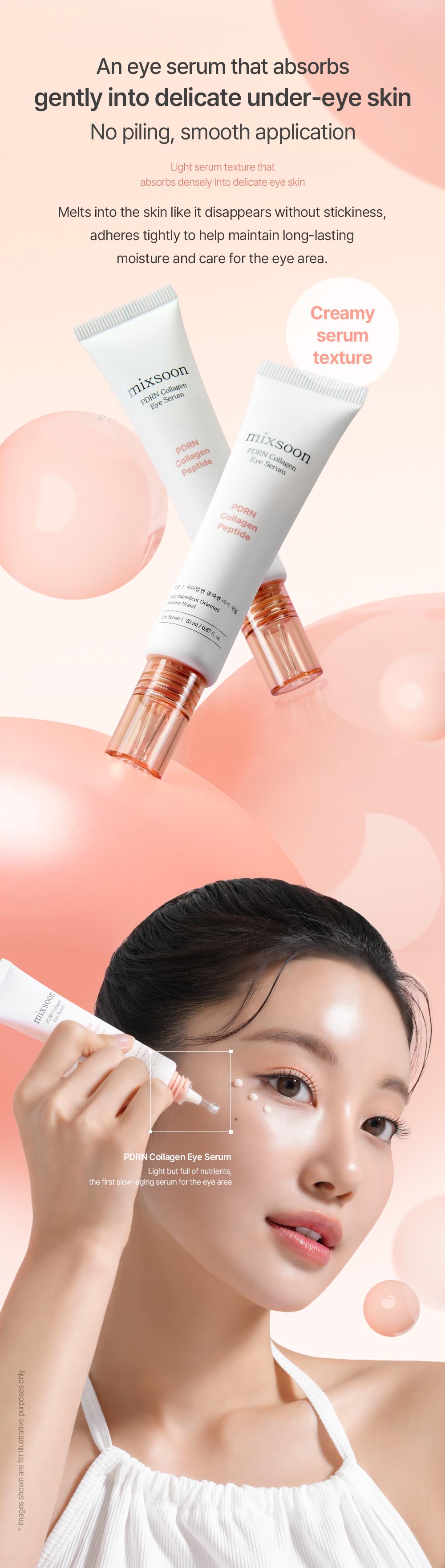 [mixsoon Official] PDRN Collagen Eye Serum 0.68 Fl. Oz / 20ml — Eye Bags Care, Peptide, Hydrating, Lightweight dropper, Korean Glass Skin Care