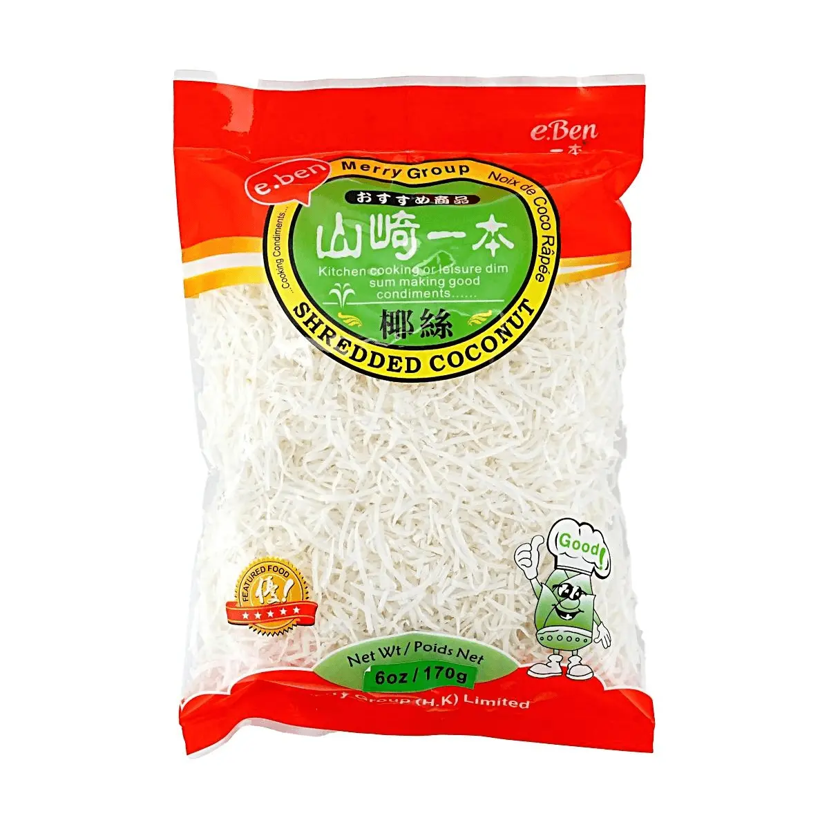 EBEN Shredded Coconut 170g - Unsweetened Natural Coconut Flakes for Baking, Desserts, and Toppings - Clean Ingredient, No Additives
