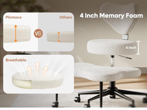 【Deal】Pinmoco Heart-Shape Ergonomic Cross Legged Swivel Chair - Adjustable Height, Teddy Fabric, Back Support, Versatile for Home & Office Use 【Deal】Pinmoco Heart-Shape Ergonomic Cross Legged Swivel Chair - Adjustable Height, Teddy Fabric, Back Support, Versatile for Home & Office Use