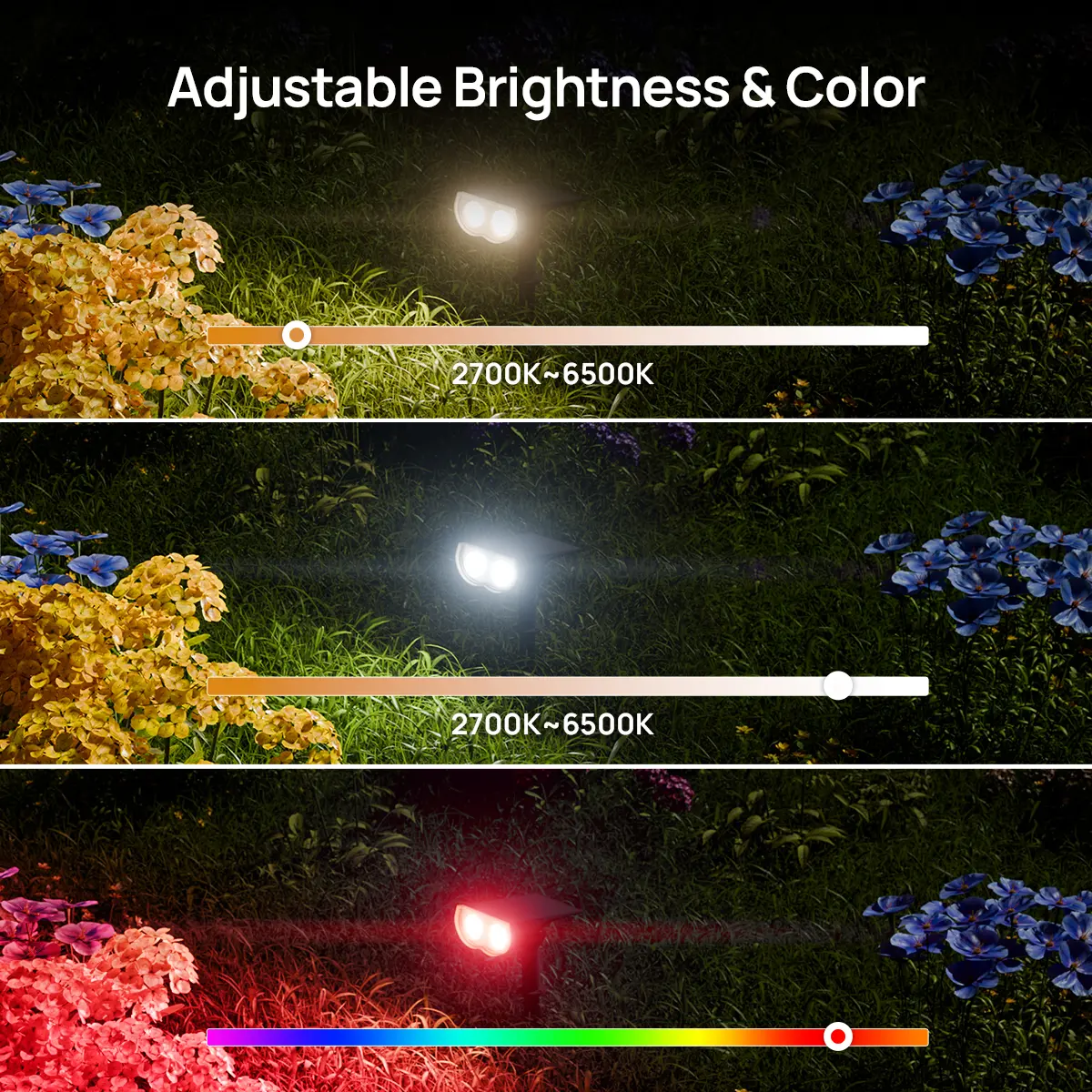 Adjustable brightness, tunable white and RGB color control