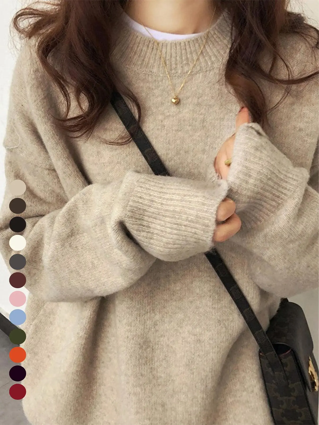 Women's Solid Drop Shoulder Long Sleeve Knitting Sweater Casual Jumper Casual Fit Medium Fashion Round Neck Pullover, for Fall & Winter, Women's Knitwear for Daily Wear, Gifts For Women