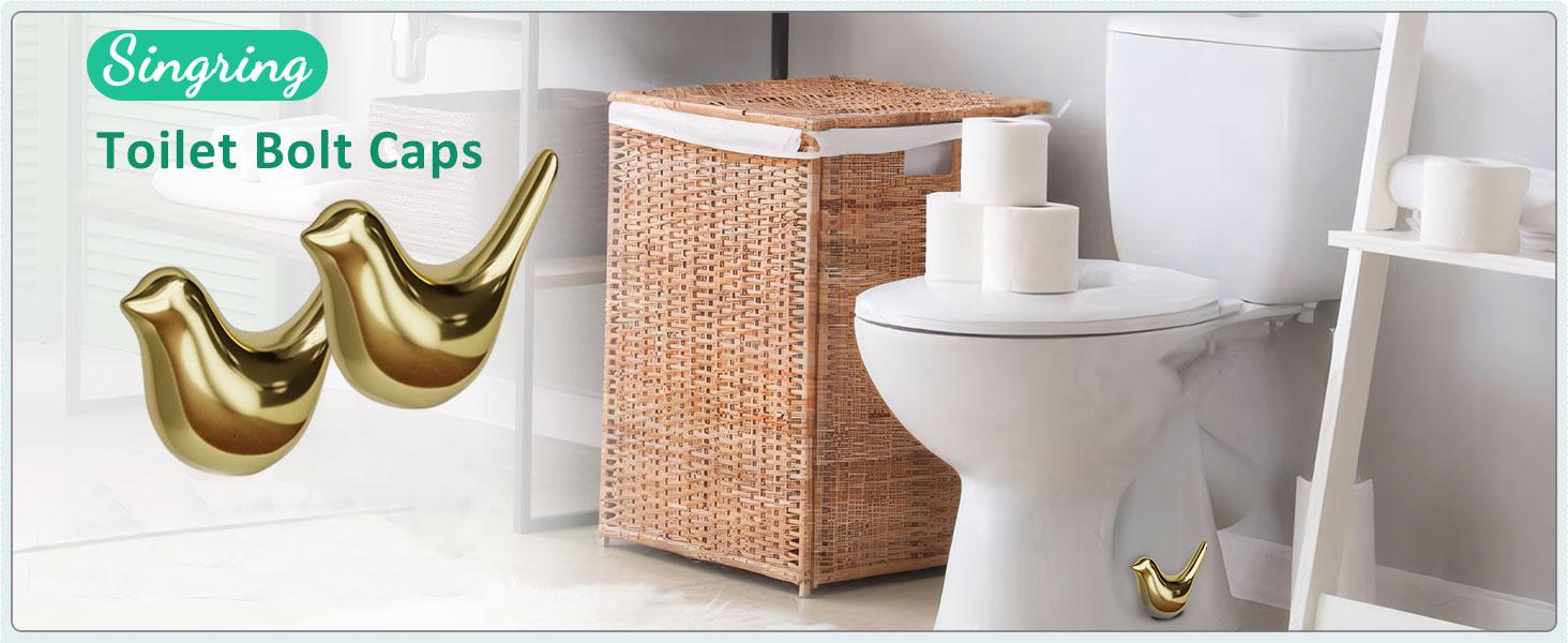 2 Pcs Ceramic Bird Toilet Floor Bolt Caps,Cute Bird Toilet Screw Caps Decorative,Toilet Bolt Figurine,Toilet Bowl Cap Covers,Decorative Bathroom Toilet Bolt Easy Installation