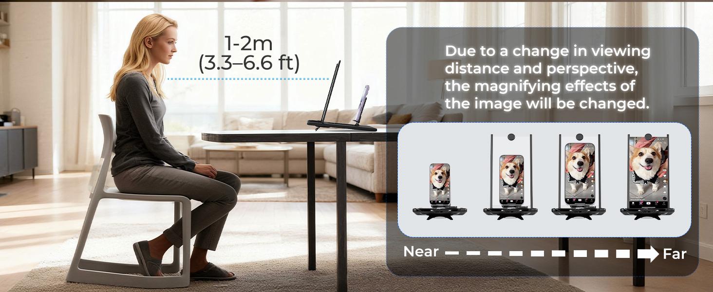 SEANCHEER WL868 5-in-1 Vertical Phone Screen Magnifier HD with Bluetooth Remote, 3D Portable Foldable Smartphone Stand for | TikTok | YouTube | FB | IG | Scrolling - Gift for Mom, Dad & Family Adjustable Cellphone