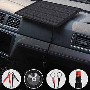 Renogy 10W Solar Trickle Charger Portable Battery Maintainer with Lighter Plug/Alligator Clips/Battery Cables for Car Boat Marine Motorcycles Truck monocrystalline solar