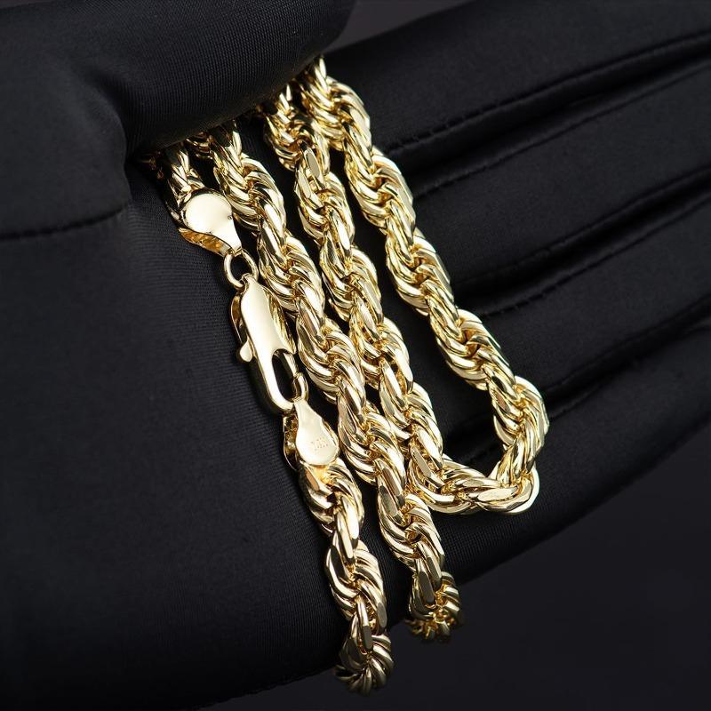 Plated Rope Chain Necklace for Women andMen,Upgraded Shine, Faceted Cut, Tarnish-Free, Goldstone necklace 6mm/8mm, 24Jewelry