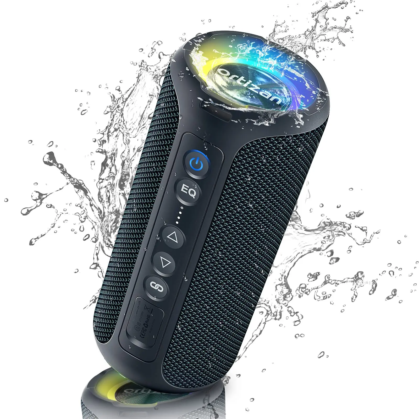 Ortizan Portable Wireless Bluetooth Speaker 40W Loud Sound Deep Bass, IPX7 Waterproof, 30H Playtime, TWS Pairing for Shower Outdoor Travel, Black