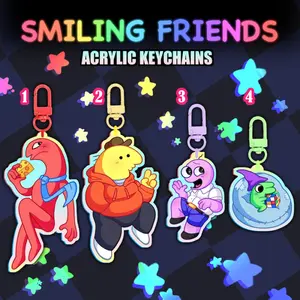 Smiling Friends - Rainbow Keychains - Pim, Charlie, Alan, Glep, Gwimbly