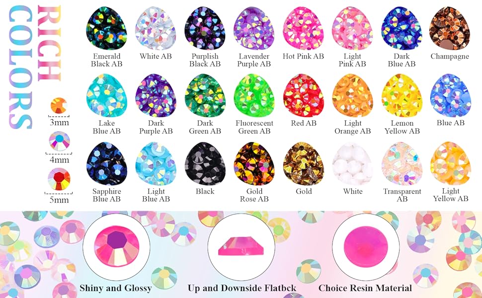 30000Pcs Resin Jelly Rhinestones for Crafting Bedazzling, Multicolor 3mm Flatback Gems for Crafts Clothing Clothes Tumblers Shoes Nails, Flat Back Mixed Color Bulk Bedazzler Kit Jewels with Gifted Tools