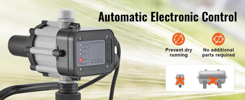 VEVOR Shallow Well Pump with Automatic Controller, TikTokShopBlackFriday, 1HP 115V, 1200 GPH 164 ft Head, Max 87 psi, Portable Stainless Steel Sprinkler Booster Jet Pumps for Garden Lawn Irrigation system, Water Transfer