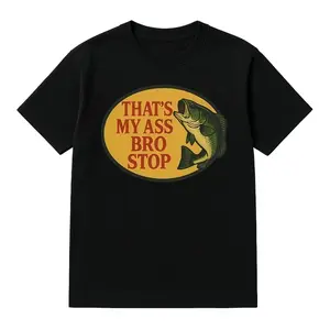Bro Stop Unisex Heavy Cotton Tee Fish Shirt Funny Butt Joke Edgy Gift for Men and Women Retro 90s Style Short Sleeve Loose Fit Summer Fish Graphic