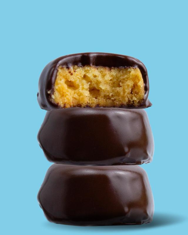 Tazzy Dark Chocolate Coated Shortbread Bites - 100% Real Butter, 6 Bags, Individual Serving Size, Crunchy Mini Cookies