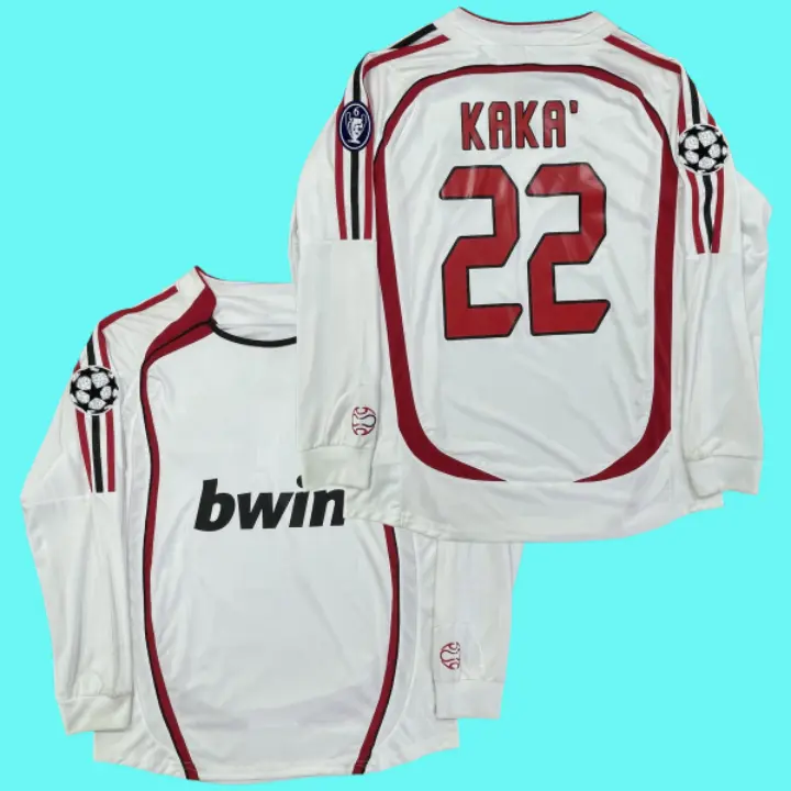 Kaka 2006 07 Away Retro White No.22 Long Sleeved Short Sleeved Soccer Jerseys