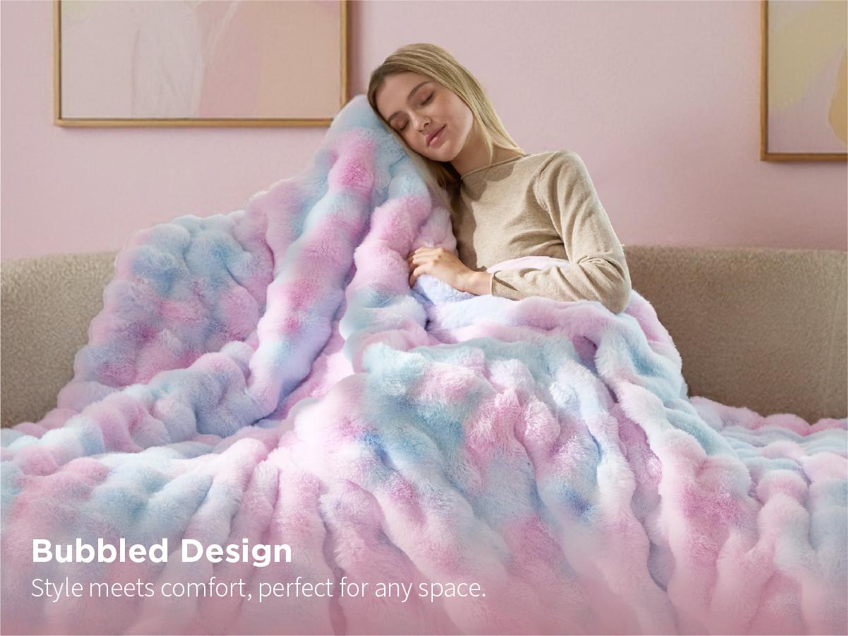 【Spring Glow Up】Bedsure Weighted Faux Rabbit Fur , Soft Fluffy Fuzzy  Cozy Plush Sherpa Fleece  Blanket, Thick Warm  Blanket Gifts for Women,The  Blanket  For Stress & Anxiety,Soft  Warm ComforterComforter
