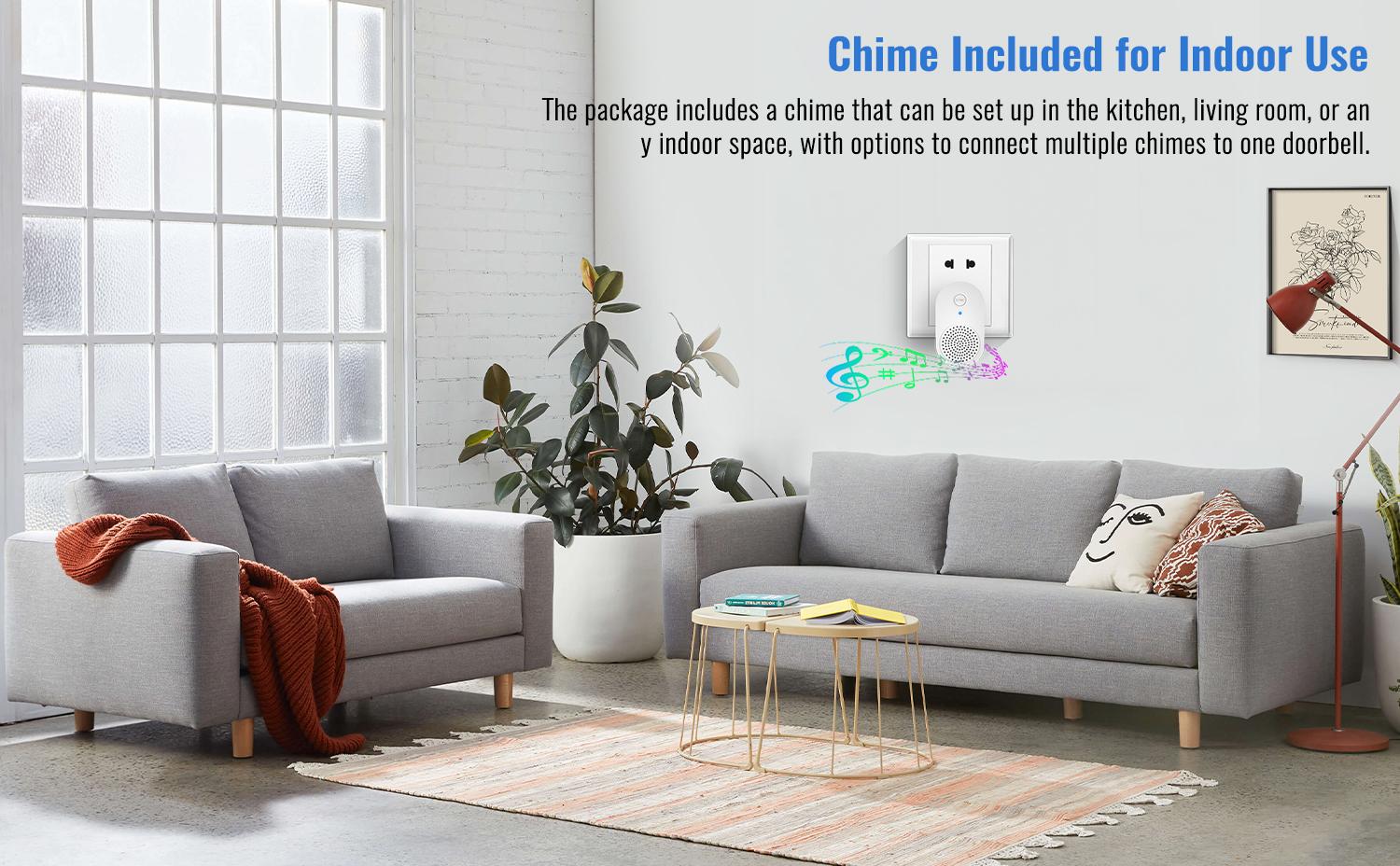 Chime for video doorbell, Smart door magnetic sensor, adjustable volume alarm with doorbell function, suitable for home and office security, delayed alarm, door opening alarm, 120dB loud sound, smart door sensor makes more convenient