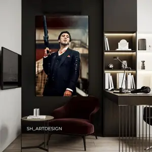 Painting Tony Montana,Scarface,Al Pacino Scarface Art,World Is Yours,Epic Scene Scarface,Premium Canva,Wall Decor,Motivation,Office Decor
