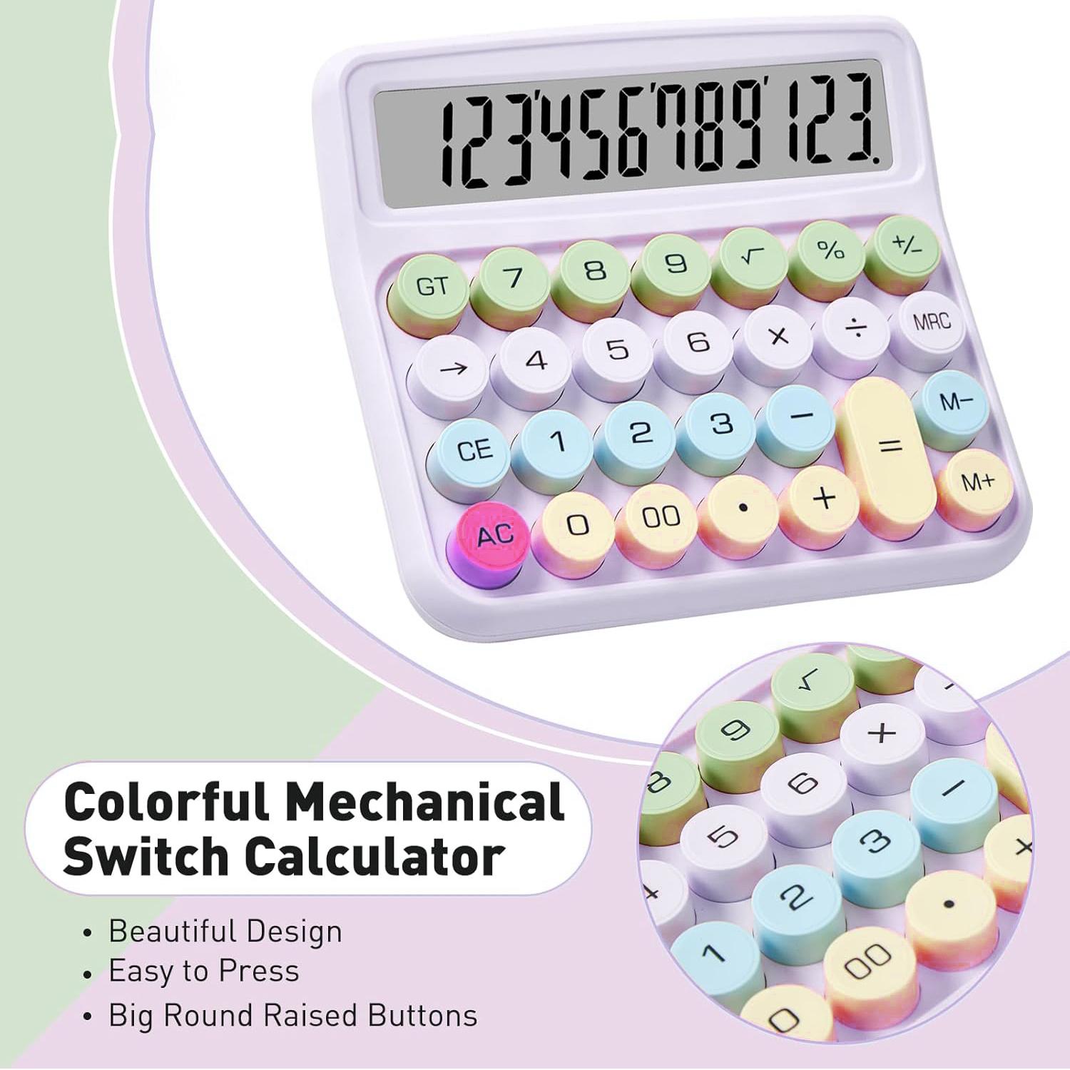 【FaddishDeal】Calculator with display, 12-bit large button, easy to use automatic off desktopcalculator at home, office and school, dopamine calculator Springtok.