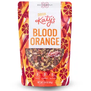 Katy’s Blood Orange Loose Tea - Hibiscus, Orange & Rose Hips - Loose Leaf Herbal Tea, Caffeine-Free, Sugar-Free - Hot or Cold Brew Tea - 30+ Cups - Woman-Owned - 3oz Pouch