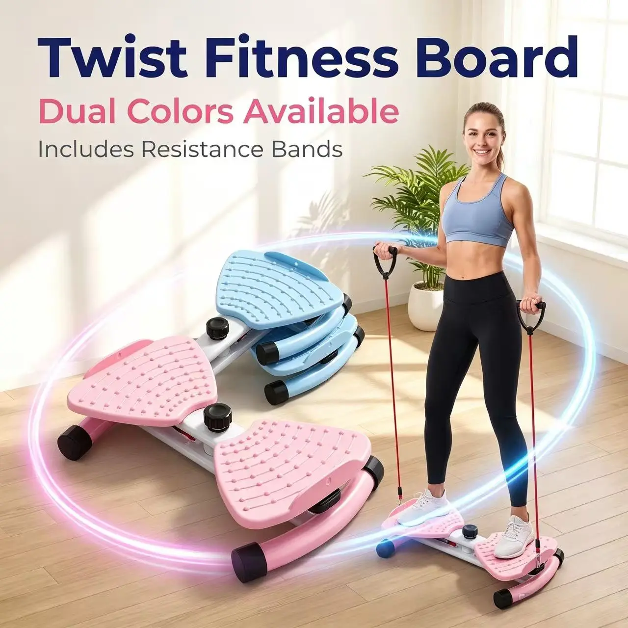 Compact Household Waist Twisting Exercise Trainer - Non-Slip Massage Pedals, Heavy-Duty Split Twist Structure, 330LBS Weight Capacity, Ideal for Busy Moms for Home Full-Body Fat Loss Training