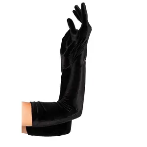 Black Stretch Velvet Opera Length Gloves