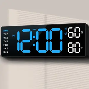10" Digital Wall Clock: Large LED Display with Dual Alarm, Humidity, Auto-Dimming, Big Numbers Desk Clock Decor for Classroom Office Bedroom Seniors