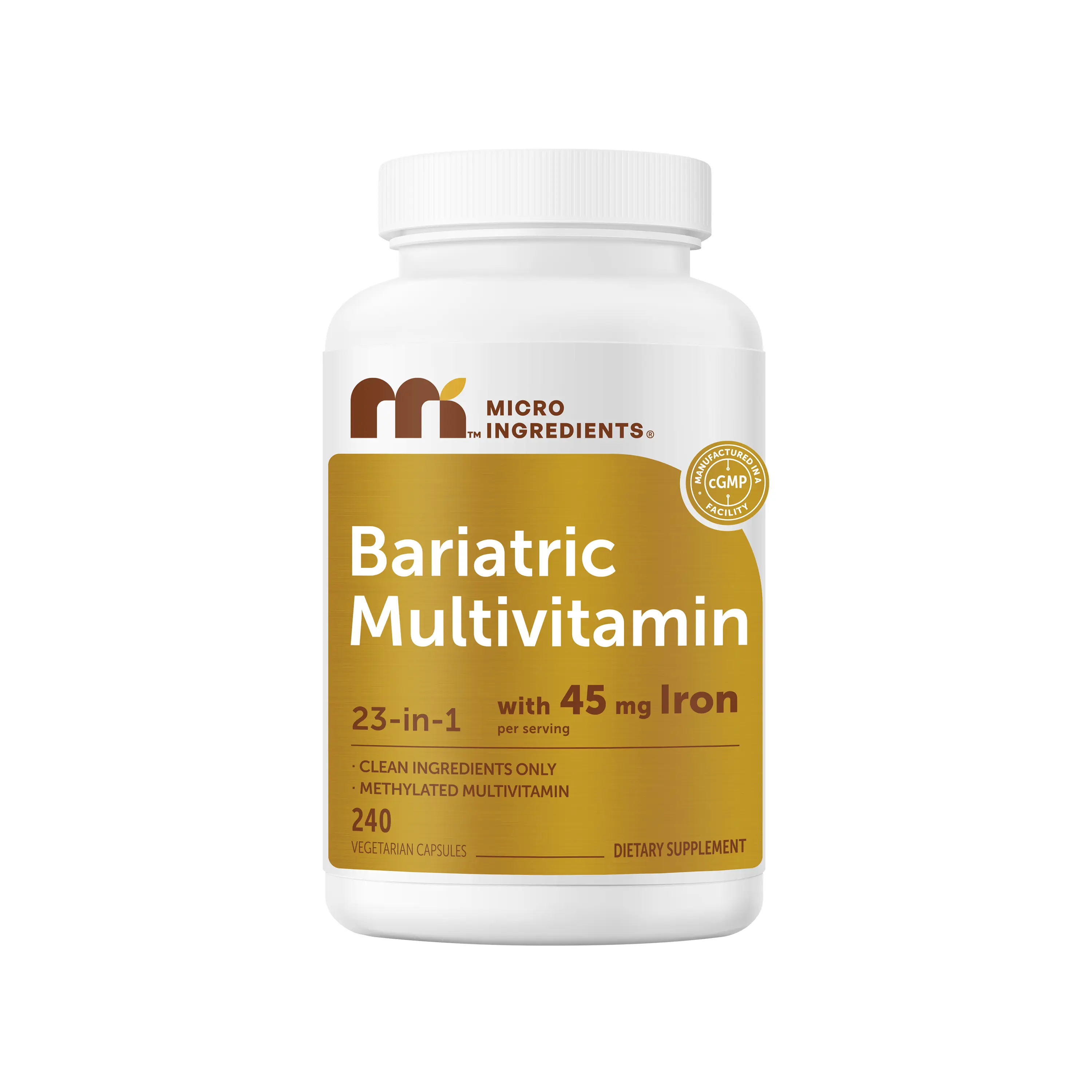 Micro Ingredients Bariatric Multivitamin with 45mg Iron, 240 Veggie Capsules