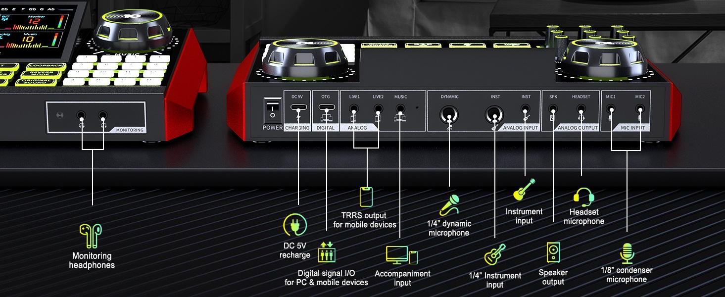 Tenlamp G9 Series Live Streaming Sound Card with Voice Changer, Dual-Level Noise Reduction & Built-in 2000mAh Battery Mixer for Live Streaming, Singing & Video Production (Optional Microphone Kit)