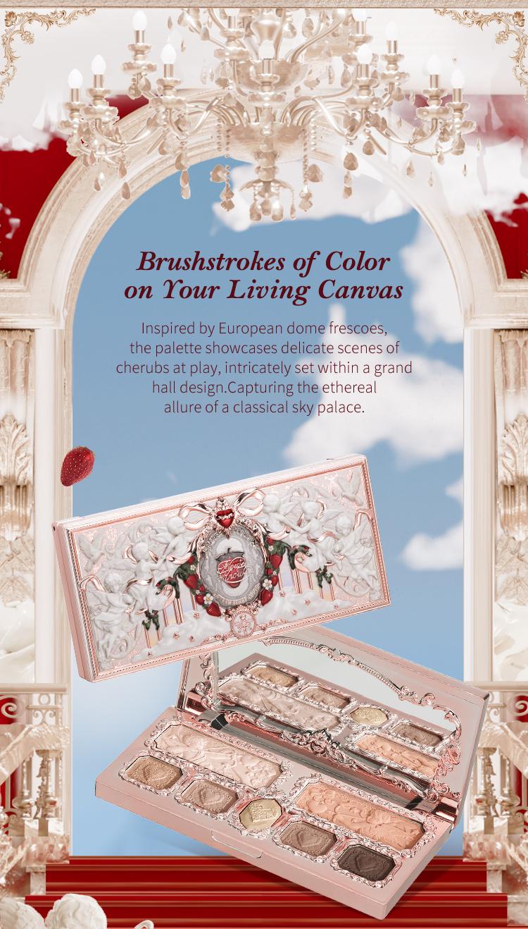 Flower Knows Strawberry Cupid Collection Makeup Palette, Matte, Shimmer, all-in-one Palette, Blush, Longlasting, High Pigment, Ideal For Office, Travel or Date