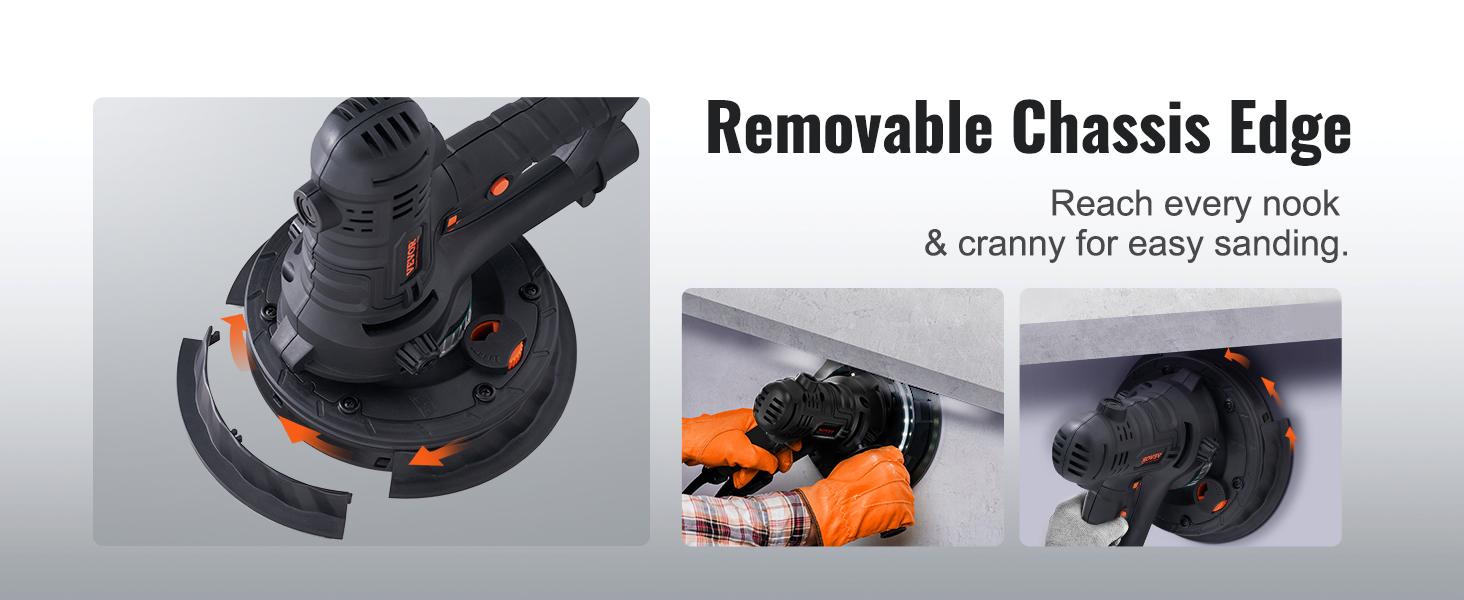 VEVOR Drywall Sander 800W Brush Motor 1200-2300RPM Variable Speed & Auto Vacuum