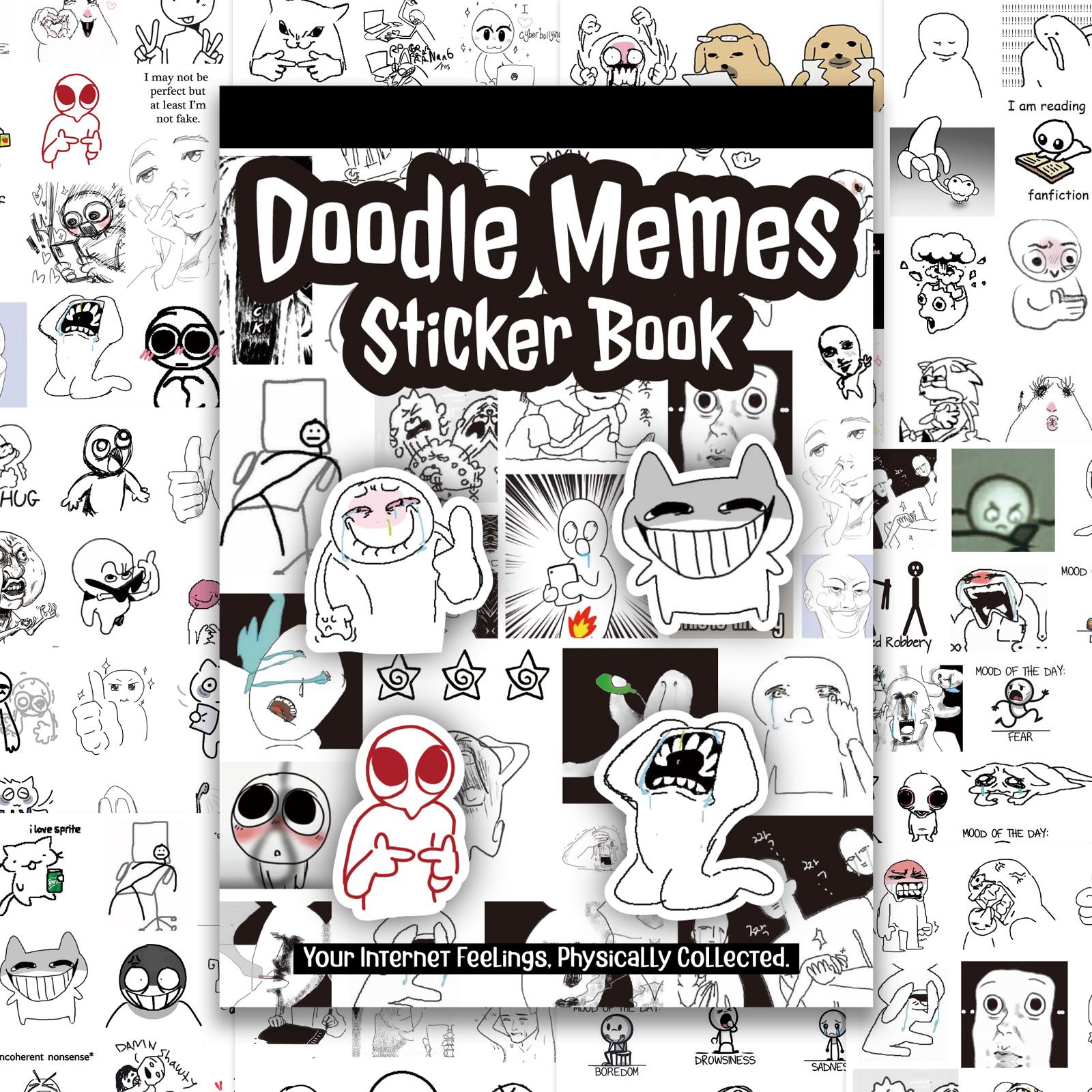 Doodle Meme Sticker Book – 460 Unique Hand Drawn Designs, Journal & Scrapbook Stickers, Express Mood & Internet Vibes for Creativity