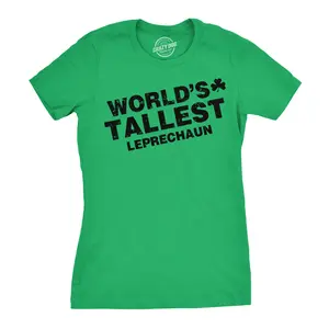Womens Worlds Tallest Leprechaun T Shirt Funny Cute Saint Patricks Girls Shirt Funny Womens T Shirts Cute Vintage Fashion Casual Ladies T-Shirt Gift Saint Patrick's Day Tops for Women Women's Novelty Tees Green