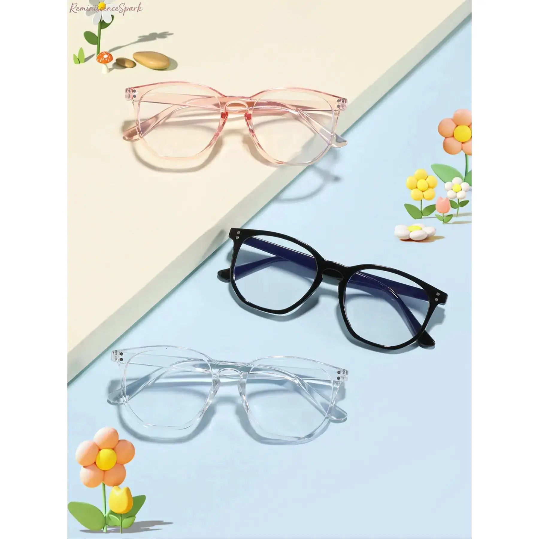Anti-Blue Light Sports Eyeglasses for Teens (9-18 Years), Solid Sturdy Lightweight PC Frame, Comfy Casual Trendy-Look Easy-to-Match Eyewear for Home Electronic Device Use