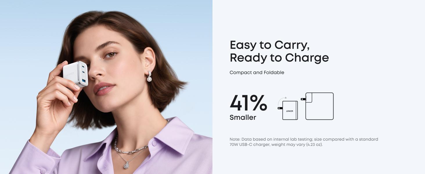 Anker Nano USB-C Charger Block with USB-C to USB-C Cable, 3-Port Fast Charger with Ultra-Fast 70W Output, for iPhone 17 /16 / 15 Series, MacBook, iPad, Pixel, Galaxy, and More