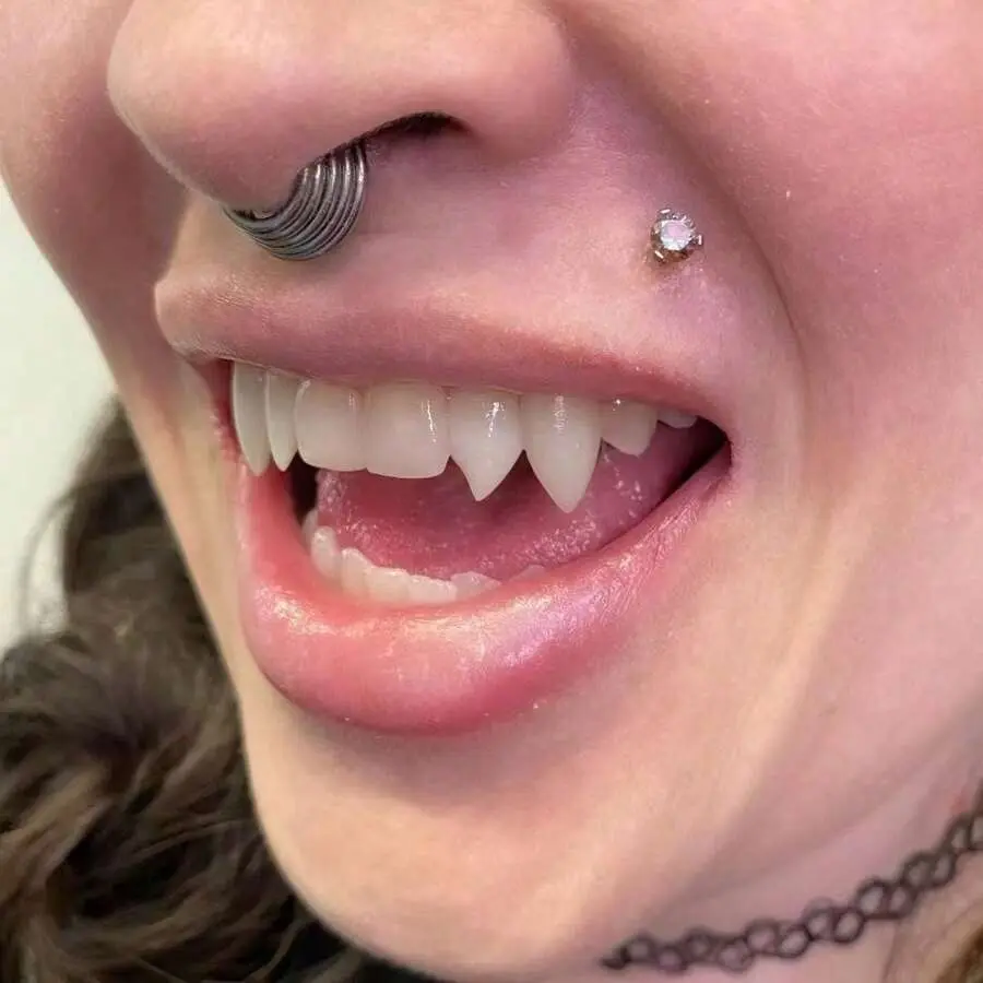 2pcs Goth Vampire-Werewolf Fangs Set - Realistic Resin Cosplay Teeth Props, Gothic Party Accessory, Ideal for Halloween Costumes, Goth Gifts, Vampire Fangs Accessories